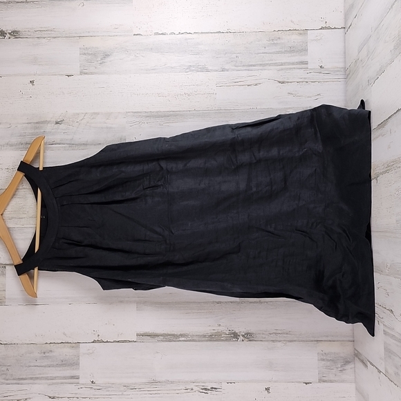 Loft 100% linen black halter dress fully lined kick pleat Size 14 - Picture 1 of 10